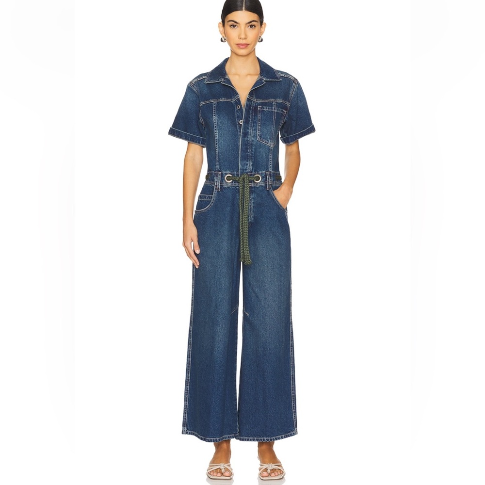 We The Free Edison Wide Leg Coverall in Cerulean Skies NWT